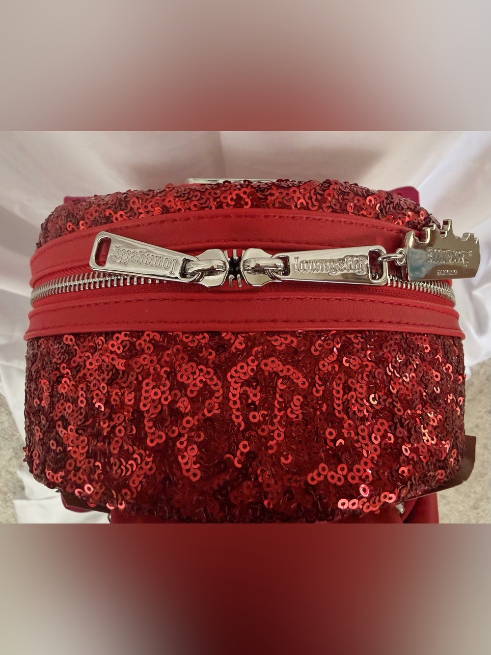 Stunning “Hard of Find” NWT Loungefly Red Sequin Biltmore Mini Backpack !!!! - Picture 10 of 10
